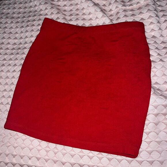 Forever 21 Dresses & Skirts - Red Bodycon Miniskirt with Floral Jacquard